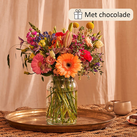 Altijd feest boeket (cadeauset met chocolade)