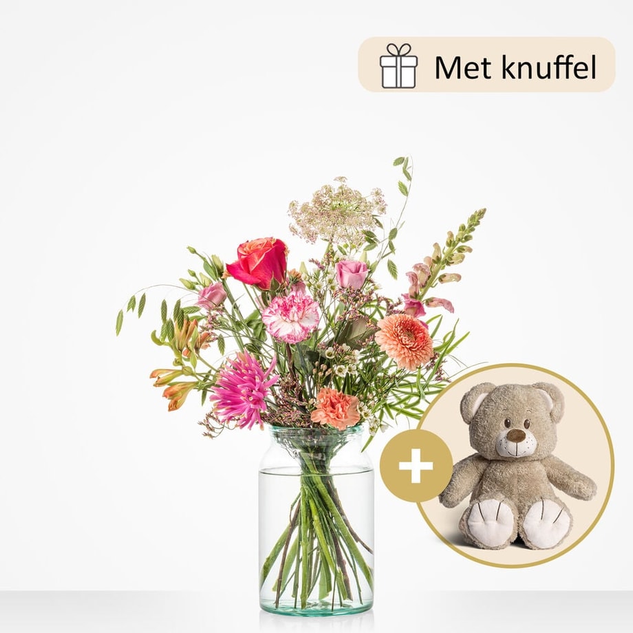 Dikke knuffel boeket (cadeauset met knuffel)