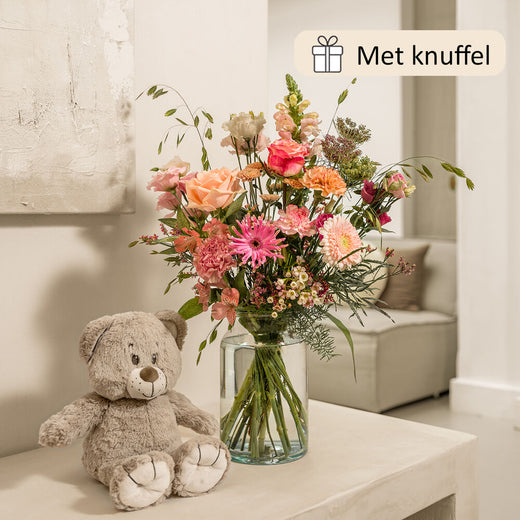 Dikke knuffel boeket (cadeauset met knuffel)