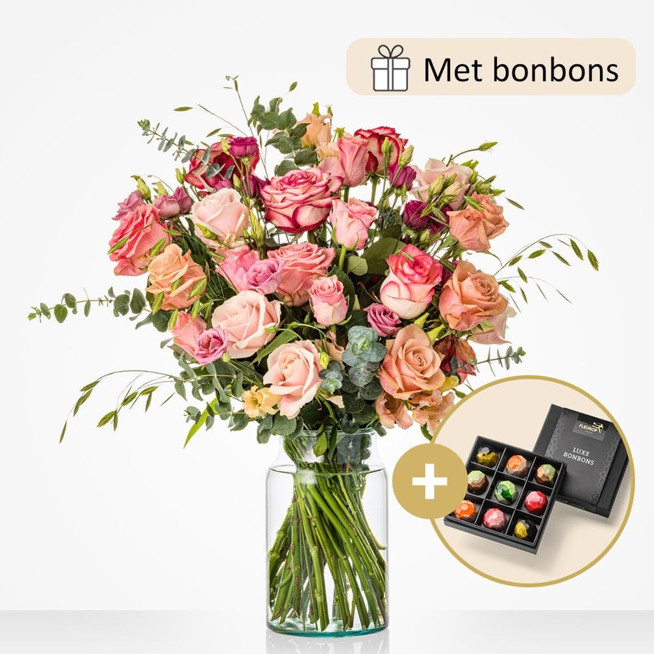 Eeuwige liefde boeket (cadeauset met chocolade)