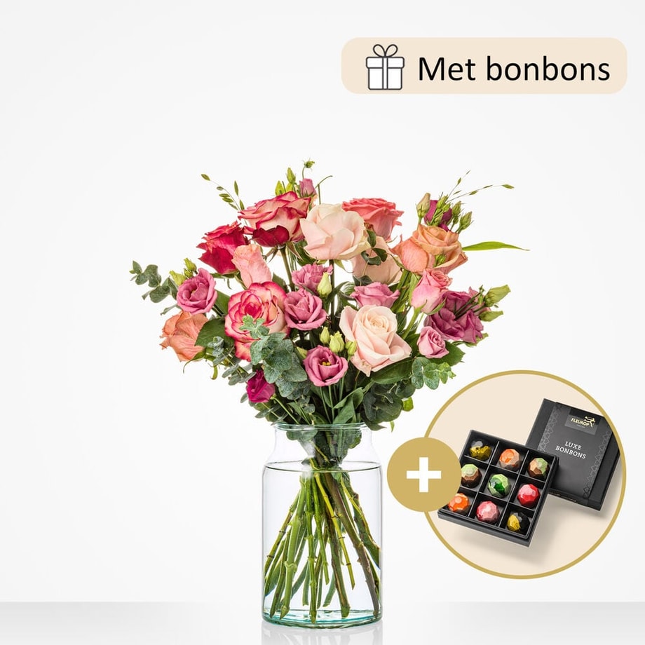Eeuwige liefde boeket (cadeauset met chocolade)