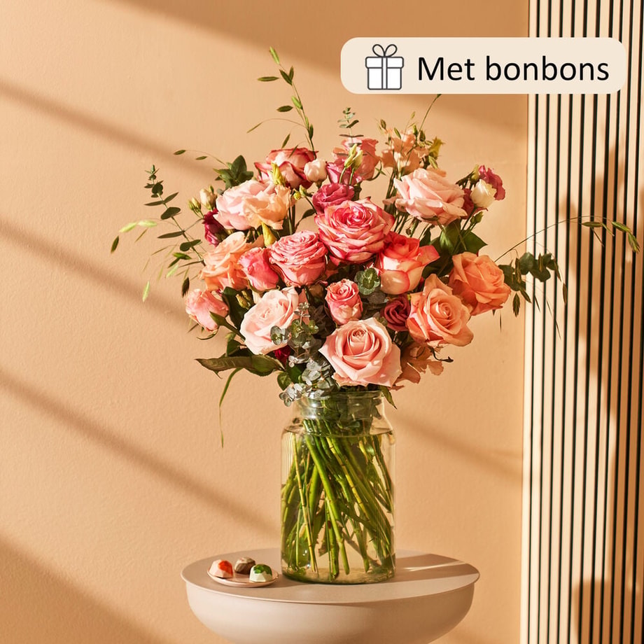 Eeuwige liefde boeket (cadeauset met chocolade)