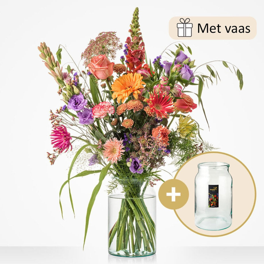 Feestelijk boeket (inclusief vaas!)