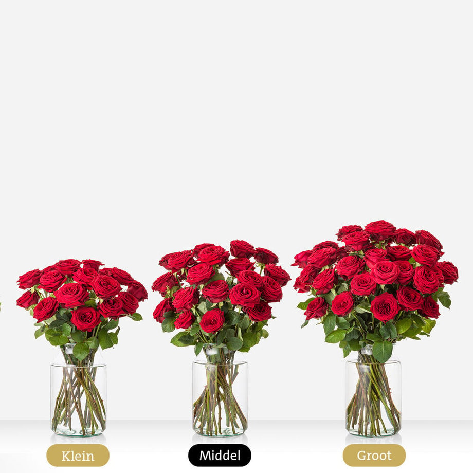 Luxe rode rozen boeket