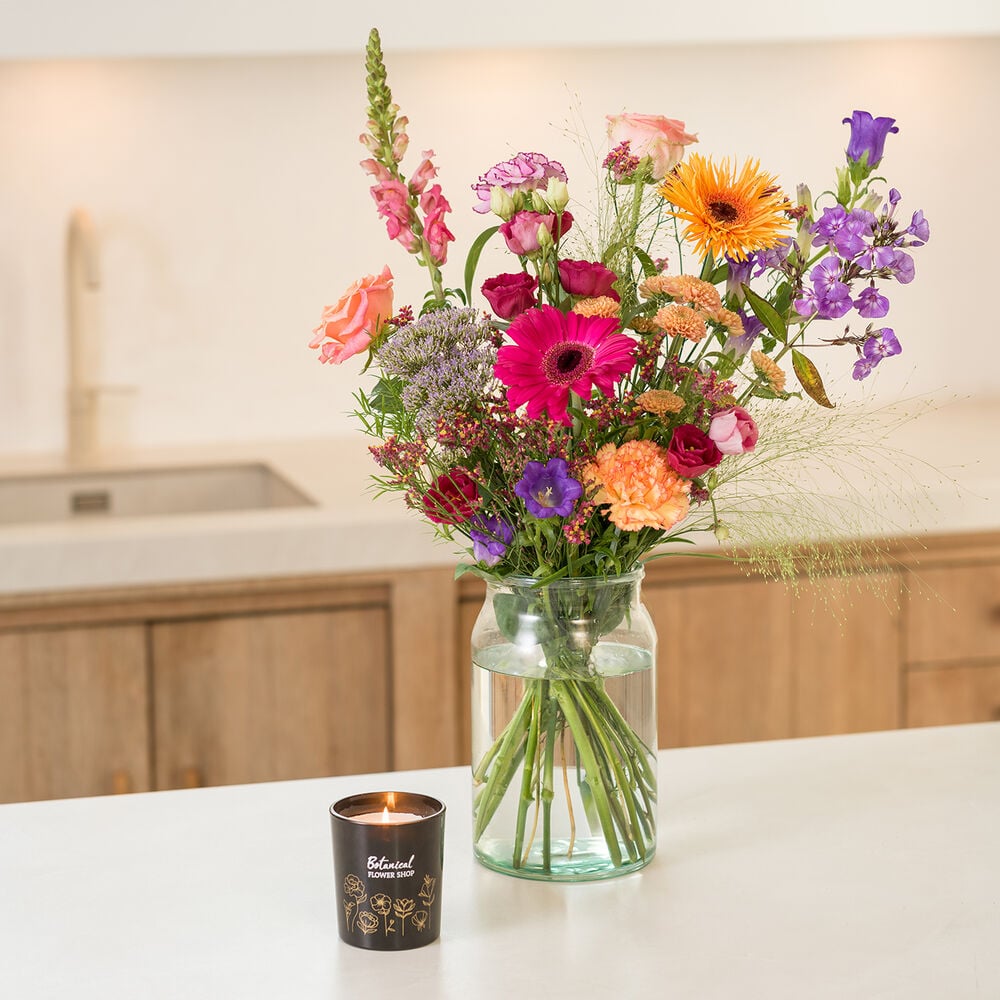 Pure warmte boeket (cadeauset met geurkaars)