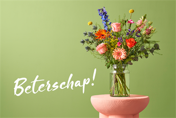 Beterschap met boeket