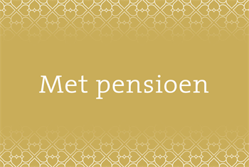 Gouden wenskaart met de tekst Met pensioen