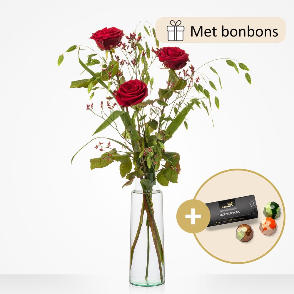 Zoete liefde boeket (cadeauset met chocolade)